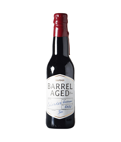 Fles Gulpener Calvados Barrel Aged Quadrupel 2022, bier van Gulpener, bij slijterij t Bockje in Bathmen