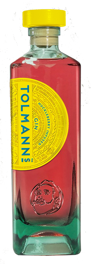 Fles Tolmann's Huckleberry Infused Gin, gin van Tolmann's, op voorraad bij slijterij ’t Bockje in Bathmen