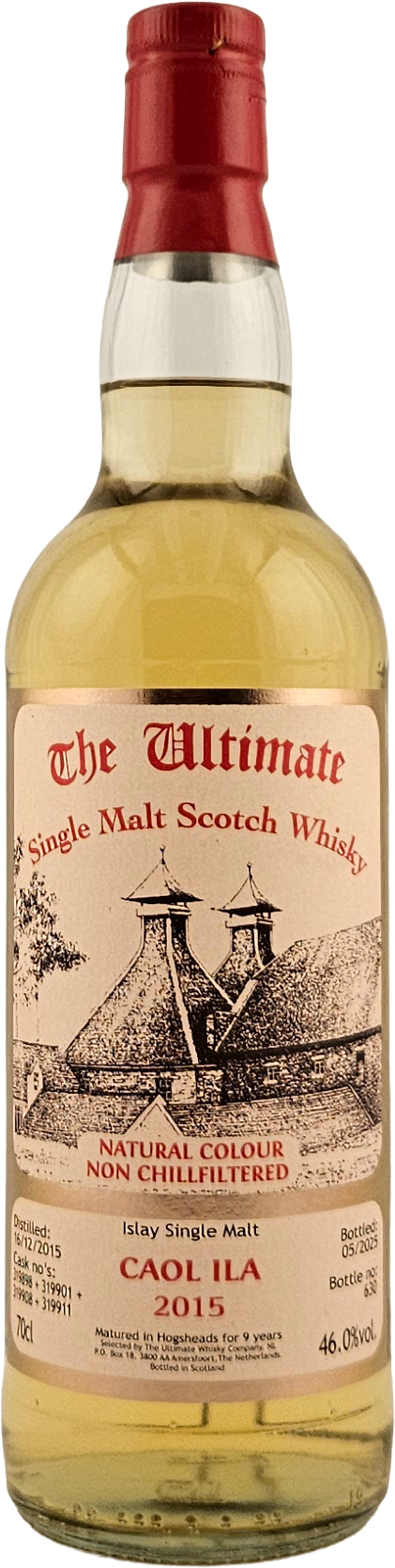 Fles The Ultimate Caol Ila 9 Years Old 2015, enkel vat gebotteld door The Ultimate uit Amersfoort, op voorraad bij slijterij t Bockje in Bathmen