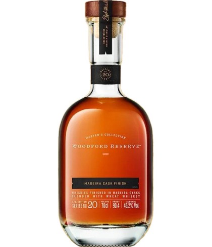 Fles Woodford Reserve Masters Collection Madeira Finish No.20, Amerikaanse whiskey uit Kentucky, op voorraad bij slijterij t Bockje in Bathmen