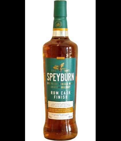 Fles Speyburn Rum Cask Finish, Speyside single malt whisky uit Rothes, op voorraad bij slijterij t Bockje in Bathmen