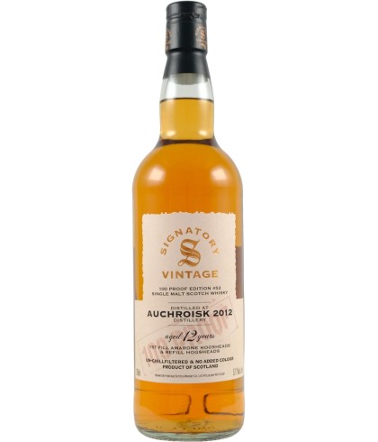 Fles Signatory Vintage Auchroisk 2012 12 Years Old, single malt whisky, op voorraad bij slijterij t Bockje in Bathmen