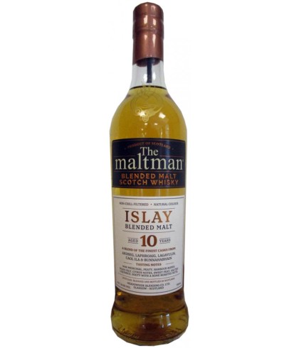 Fles The Maltman Islay Blended Malt 10 Years Old, enkel vat gebotteld door The Maltman uit Glasgow, op voorraad bij slijterij t Bockje in Bathmen
