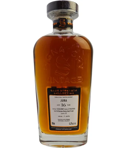 Fles Signatory Vintage Isle of Jura 2009 16Y Cask Strength 15, enkel vat gebotteld door Signatory Vintage, op voorraad bij slijterij t Bockje in Bathmen