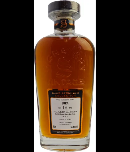 Fles Signatory Vintage Isle of Jura 2009 16Y Cask Strength 15, enkel vat gebotteld door Signatory Vintage, op voorraad bij slijterij t Bockje in Bathmen