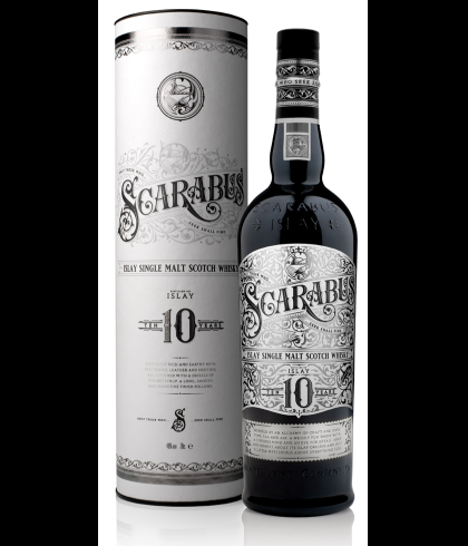Fles Scarabus 10 Years Old Islay Malt, Islay single malt whisky, op voorraad bij slijterij t Bockje in Bathmen
