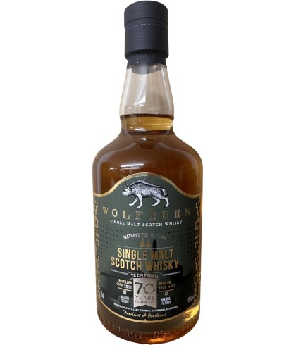 Fles Wolfburn 12 Years Old 2013 Dounreay 70th Anniversary, Schotse single malt whisky uit Thurso, op voorraad bij slijterij t Bockje in Bathmen
