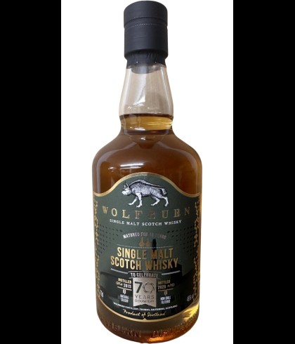 Fles Wolfburn 12 Years Old 2013 Dounreay 70th Anniversary, Schotse single malt whisky uit Thurso, op voorraad bij slijterij t Bockje in Bathmen