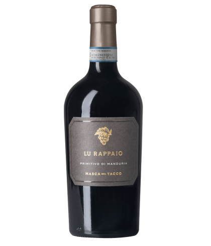 Fles Masca del Tacco Lu Rappaio Primitivo di Manduria, wijn op voorraad bij slijterij t Bockje in Bathmen