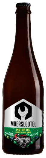 Fles Moersleutel Motor Oil Santa's Fuel 2025, bier van Moersleutel, op voorraad bij slijterij t Bockje in Bathmen