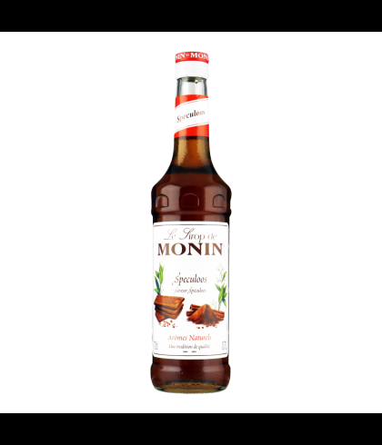 Fles Monin Speculoos van 70 centiliter, speculaassiroop, op voorraad bij slijterij t Bockje in Bathmen