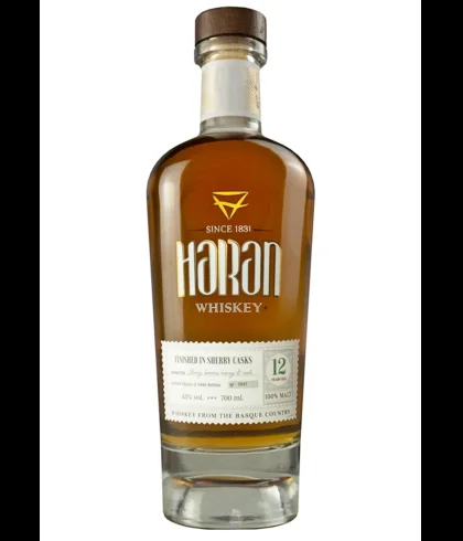 Fles Haran 12 Years Old Sherry Finish, single malt whisky, op voorraad bij slijterij t Bockje in Bathmen