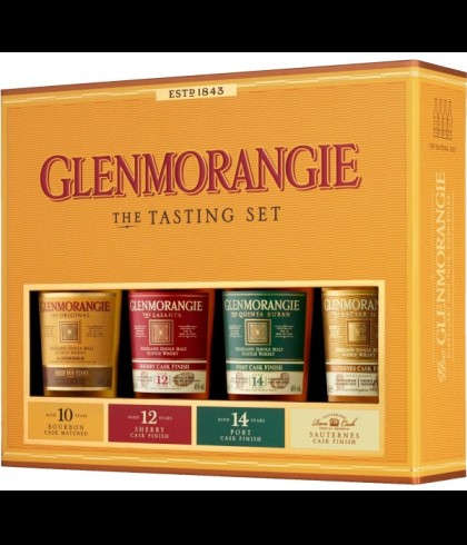 Fles Glenmorangie Taster 4-Pack, single malt whisky, op voorraad bij slijterij t Bockje in Bathmen