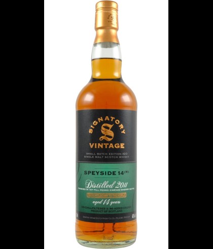 Fles Signatory Vintage Speyside 14(M) 14 Years Old 2011 Small Batch #20, whisky, op voorraad bij slijterij t Bockje in Bathmen