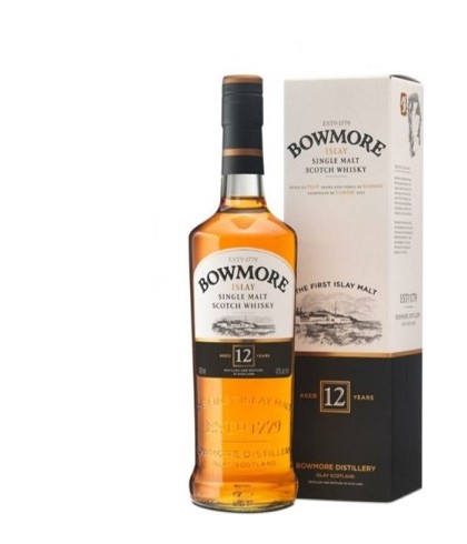 Fles Bowmore 12 Years Old – kleine fles, single malt whisky, op voorraad bij slijterij t Bockje in Bathmen