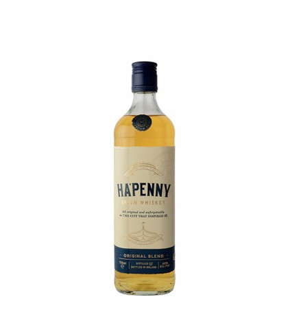 Fles Ha'Penny Irish Whiskey, whisky, op voorraad bij slijterij t Bockje in Bathmen