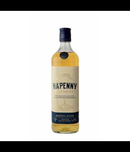 Fles Ha'Penny Irish Whiskey, whisky, op voorraad bij slijterij t Bockje in Bathmen