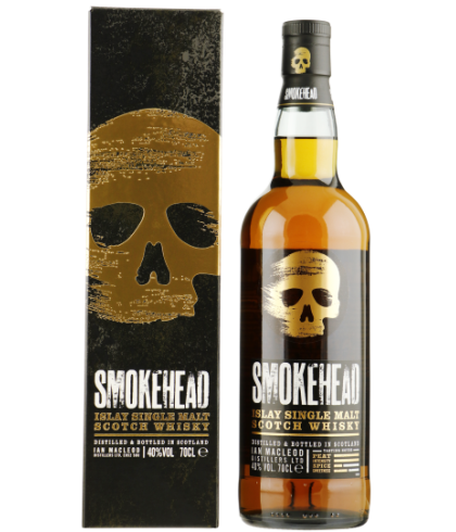 Fles Smokehead Original Single Malt 40 procent, geturfde Islay single malt, op voorraad bij slijterij t Bockje in Bathmen