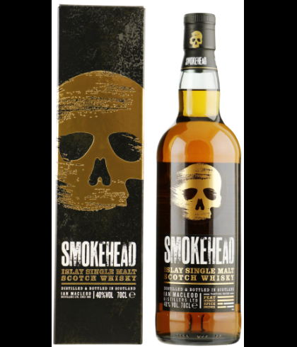 Fles Smokehead Original Single Malt 40 procent, geturfde Islay single malt, op voorraad bij slijterij t Bockje in Bathmen