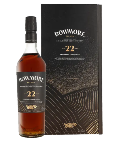 Fles Bowmore 22Y Sauternes Cask Finish, whisky, bij slijterij t Bockje in Bathmen