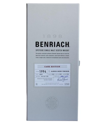 Fles Benriach 1994 Cask Edition 27 Years Old, single malt whisky, op voorraad bij slijterij t Bockje in Bathmen