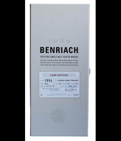 Fles Benriach 1994 Cask Edition 27 Years Old, single malt whisky, op voorraad bij slijterij t Bockje in Bathmen