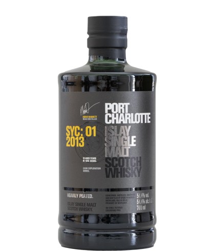 Fles Bruichladdich Port Charlotte 2013 SYC: 01, whisky, op voorraad bij slijterij t Bockje in Bathmen