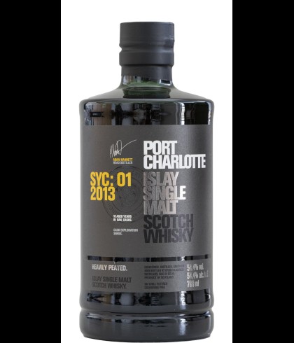 Fles Bruichladdich Port Charlotte 2013 SYC: 01, Islay single malt whisky, op voorraad bij slijterij t Bockje in Bathmen