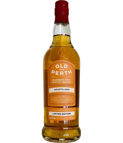 Fles Old Perth Amontillado, Schotse blended malt op sherryvaten, op voorraad bij slijterij t Bockje in Bathmen