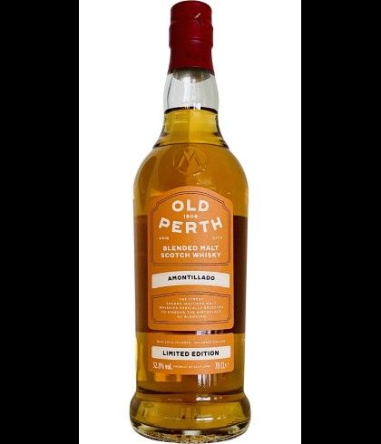 Fles Old Perth Amontillado, Schotse blended malt op sherryvaten, op voorraad bij slijterij t Bockje in Bathmen