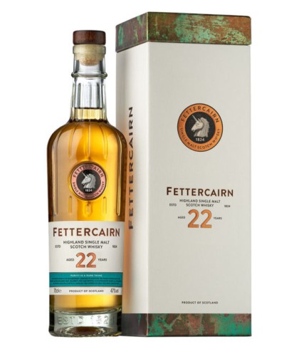 Fles Fettercairn 22 Years Old, single malt whisky, op voorraad bij slijterij t Bockje in Bathmen