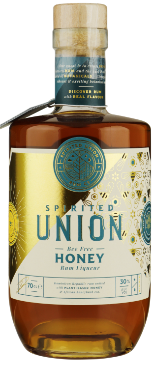 Fles Spirited Union Honey, rum, op voorraad bij slijterij ’t Bockje in Bathmen