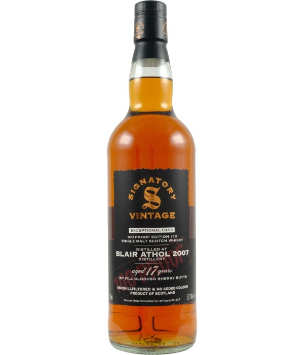 Signatory Vintage Blair Athol 2007 Exceptional Cask – 100 Proof Edition #12 bij t Bockje in Bathmen