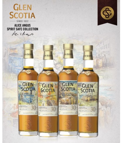 Fles Glen Scotia Alice Angus Spirit Safe Collection (4 flessen), whisky, op voorraad bij slijterij t Bockje in Bathmen
