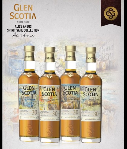 Fles Glen Scotia Alice Angus Spirit Safe Collection (4 flessen), whisky, op voorraad bij slijterij t Bockje in Bathmen