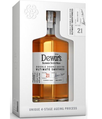 Fles Dewar’s 21 Years Old Double Double, single malt whisky, op voorraad bij slijterij t Bockje in Bathmen