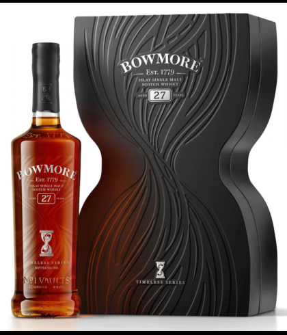 Fles Bowmore 27 Years Old Timeless Series, single malt whisky, op voorraad bij slijterij t Bockje in Bathmen