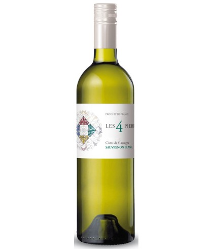 Fles Les 4 Pierres Sauvignon Blanc, wijn bij slijterij t Bockje in Bathmen