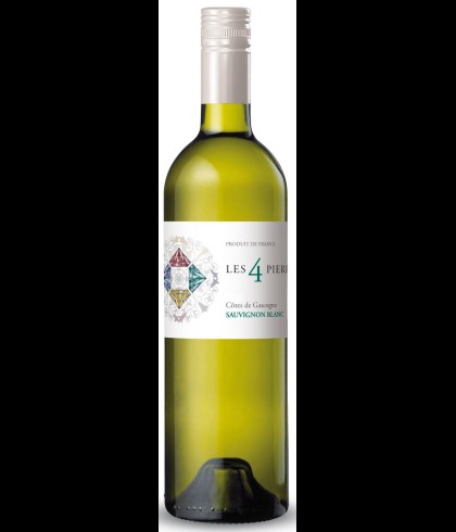 Fles Les 4 Pierres Sauvignon Blanc, wijn bij slijterij t Bockje in Bathmen