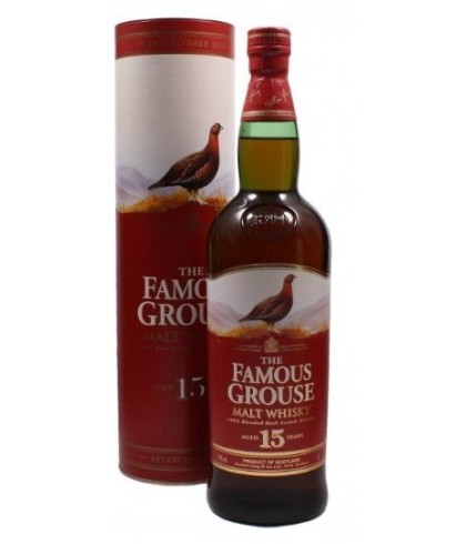 Fles The Famous Grouse 15 Years Old Malt Whisky, Schotse blended whisky, op voorraad bij slijterij t Bockje in Bathmen