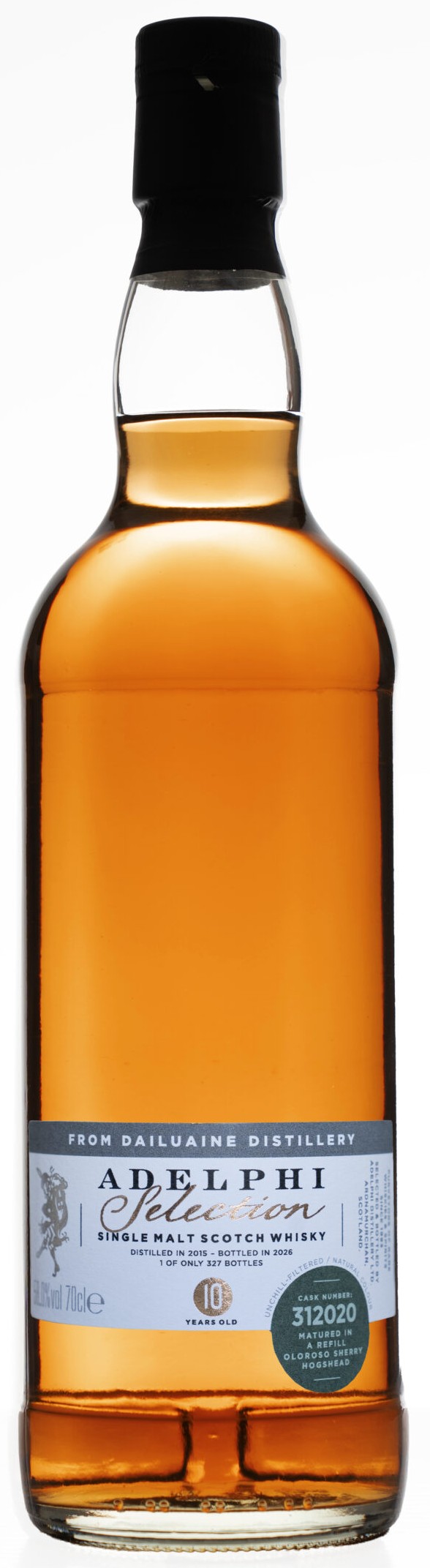 Fles Adelphi Dailuaine 10 Years Old 2015, single malt whisky, op voorraad bij slijterij t Bockje in Bathmen