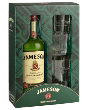 Geschenk Jameson Irish Whiskey 0,7 (gift pack), bij slijterij ’t Bockje in Bathmen