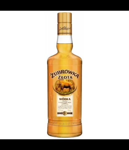 Fles Zubrowka Zlota, wodka, op voorraad bij slijterij t Bockje in Bathmen