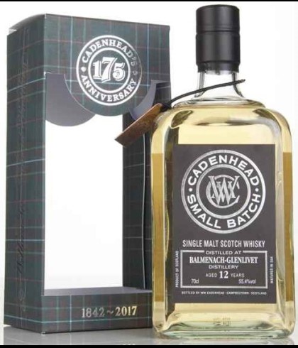 Fles Cadenhead Balmenach-Glenlivet 12 years old, whisky, op voorraad bij slijterij ’t Bockje in Bathmen