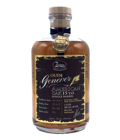 Zuidam Oude Genever American Oak 15 Years Old Single Barrel, jenever bij slijterij t Bockje in Bathmen