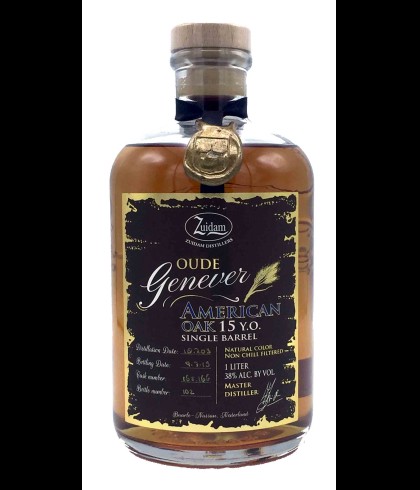 Zuidam Oude Genever American Oak 15 Years Old Single Barrel, jenever bij slijterij t Bockje in Bathmen