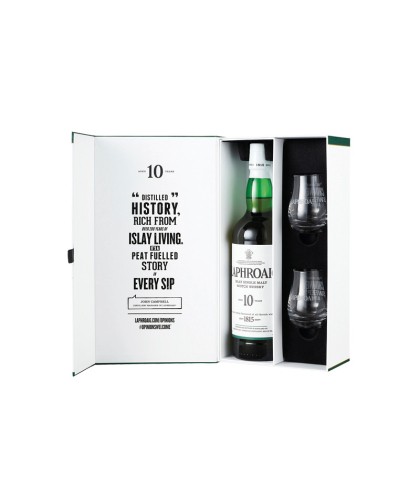 Geschenk Laphroaig 10 Years Old Geschenkverpakking, bij slijterij ’t Bockje in Bathmen
