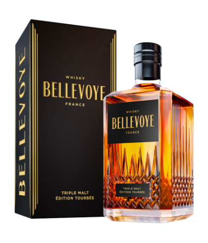 Fles Bellevoye Triple Malt Noir Tourbée, whisky, op voorraad bij slijterij t Bockje in Bathmen