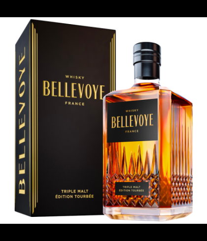 Fles Bellevoye Triple Malt Noir Tourbée, whisky, op voorraad bij slijterij t Bockje in Bathmen