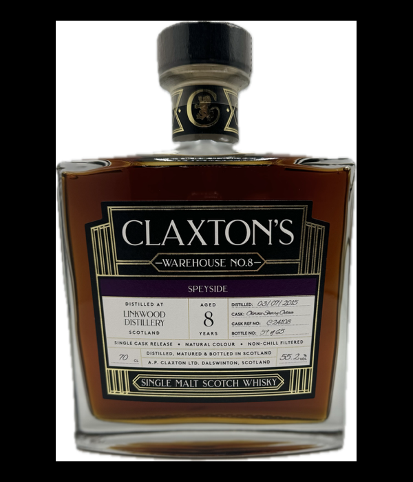 Claxton’s Warehouse No.8 Linkwood 2015 8 Years Old bij t Bockje in Bathmen